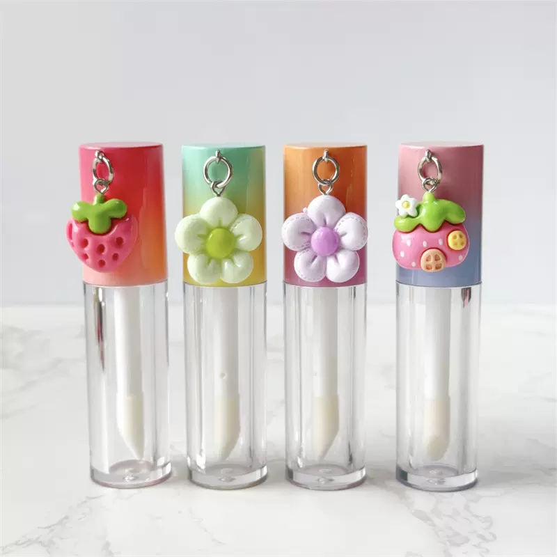 6ml蓝粉渐变色唇彩管空管 带挂坠可爱唇釉管 lip gloss tube