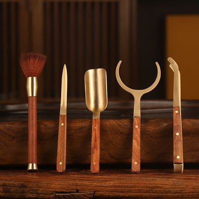 Tea folder Sandalwood teacup household Tweezers suit Fork spoon Keep the pot pen Tea ceremony Liujunzi tea set parts