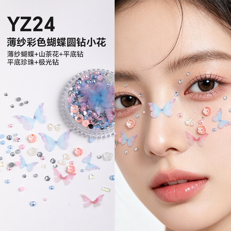 Bride face decorations eye makeup children's stage makeup special stickers face sequins tears diamond butterfly Pearl wholesale