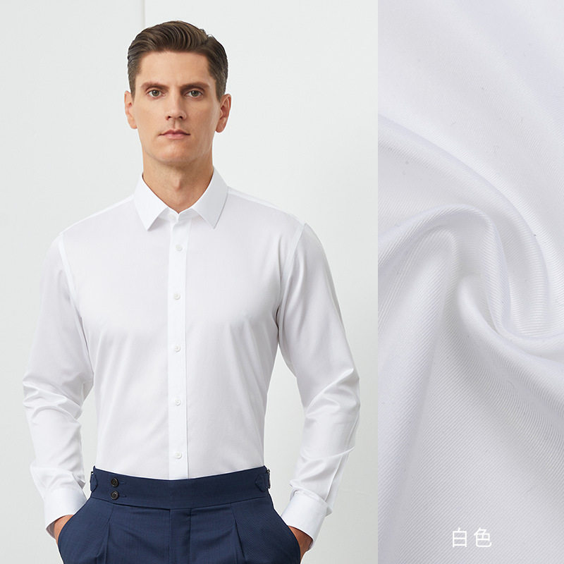 Áo sơ mi nam dài tay cotton 140s cổ vuông chống nhăn không cần ủi form vừa vặn — Màu xanh nhạt-dài tay-cổ vuông-02, Trắng dài tay-cổ vuông-01, Xám dài tay-Cổ vuông-07