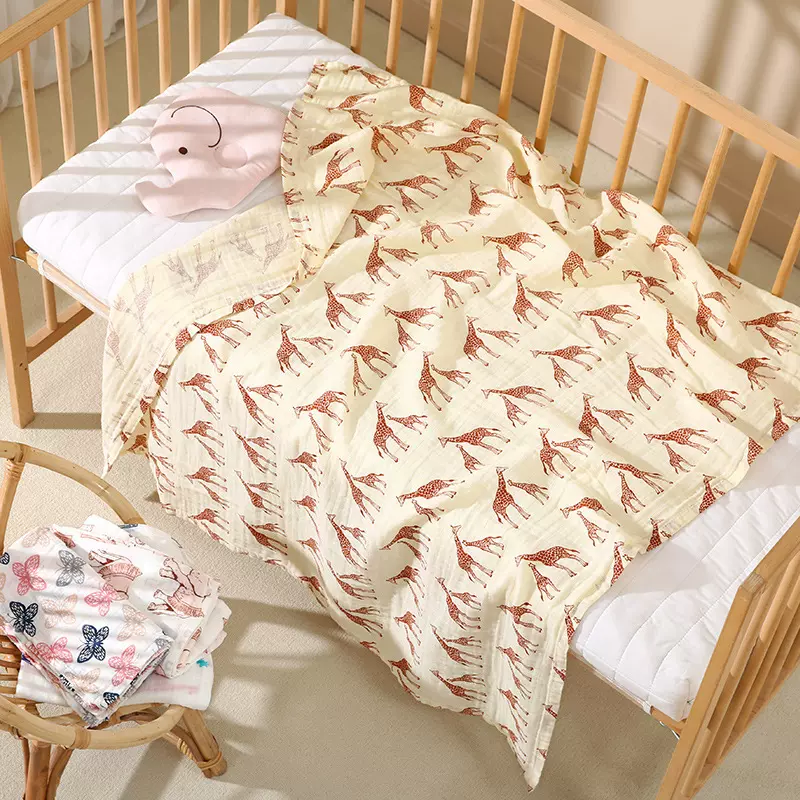 亚马逊musilin纯棉纱布包巾儿童浴巾新生儿襁褓巾ins跨境婴儿包被