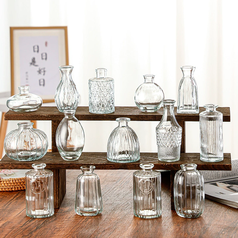 Винтажная Маленькая ваза с тиснением во французском стиле, ароматерапия, ваза для гостиной, стильная прозрачная стеклянная ваза, расширенное чувство
