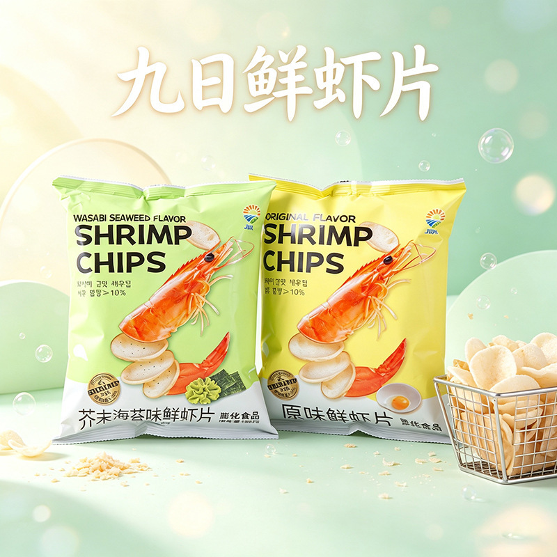 Nine Days Fresh Shrimp Chips Wasabi Seaweed Flavor Puff Snacks Nostalgic Craving-Relief Office Snacks Children's Leisure Food Snacks Nine Days Fresh Shrimp Chips Wasabi Seaweed Flavor Puff Snacks Nostalgic Craving-Relief Office Snacks Children's Leisure Food Snacks