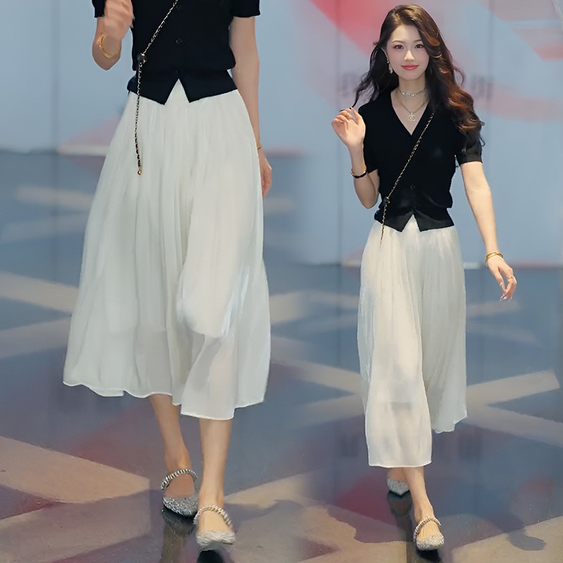 펄 화이트 스커트 [A라인 스커트/스커트 스커트/틈새 디자인의 여성 스커트/슬림하고 배를 커버하는/여성용 스커트 2025 새로운 스타일/작은 여성용 스커트