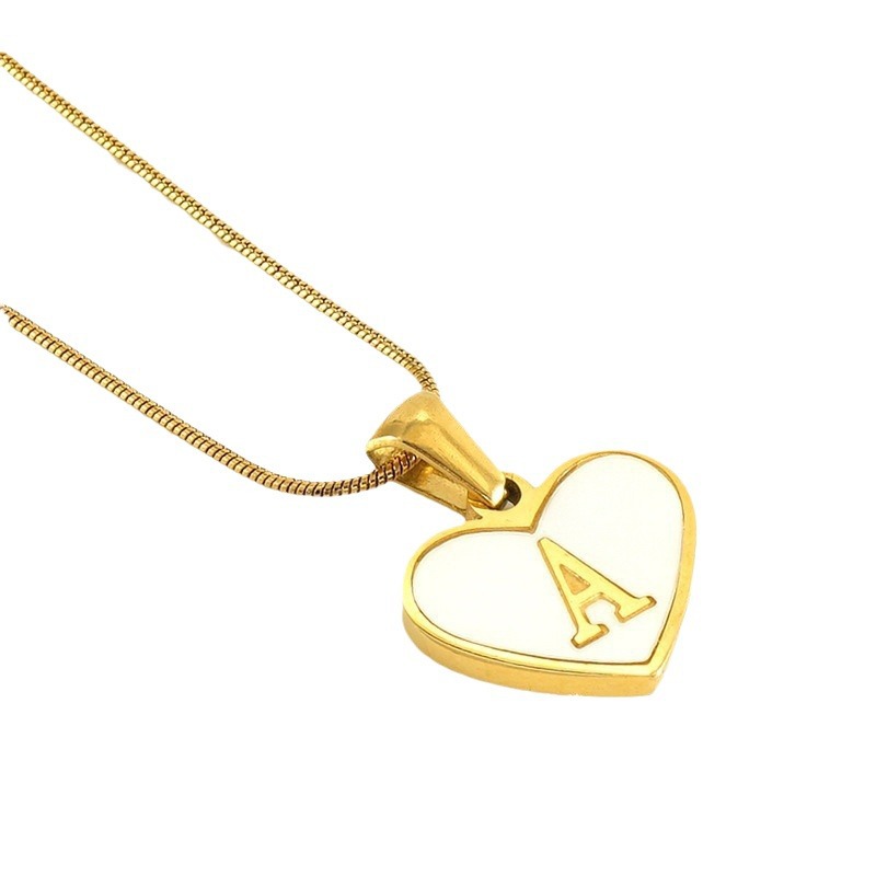 Transfronterizo ins estilo simple titanio acero Shell 26 letras inglesas amor colgante hembra 18K Acero inoxidable carta collar hembra