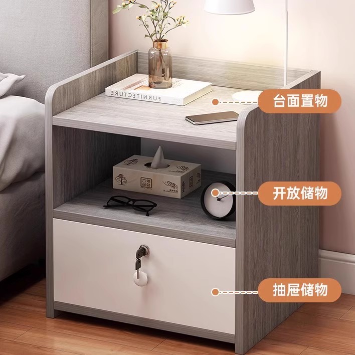Escritorio de cabezal de cama simple moderno dormitorio alquiler de habitaciones de almacenamiento estante armario de almacenamiento 2025 nuevo