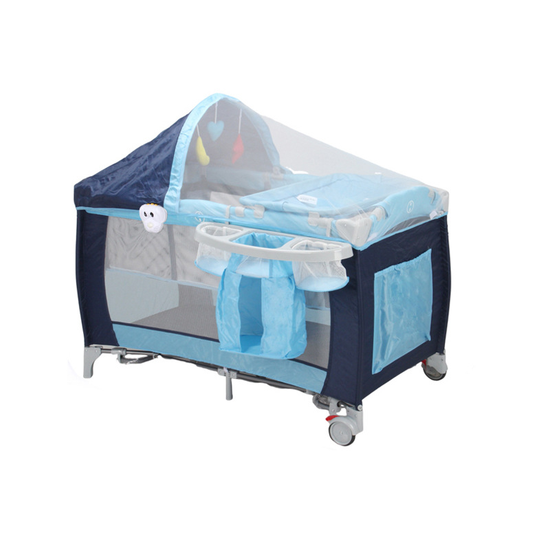 Cama de bebé con mosquiteros, cama plegable multifuncional para bebés, mesa de pañales, cama de juegos, cama de bebé