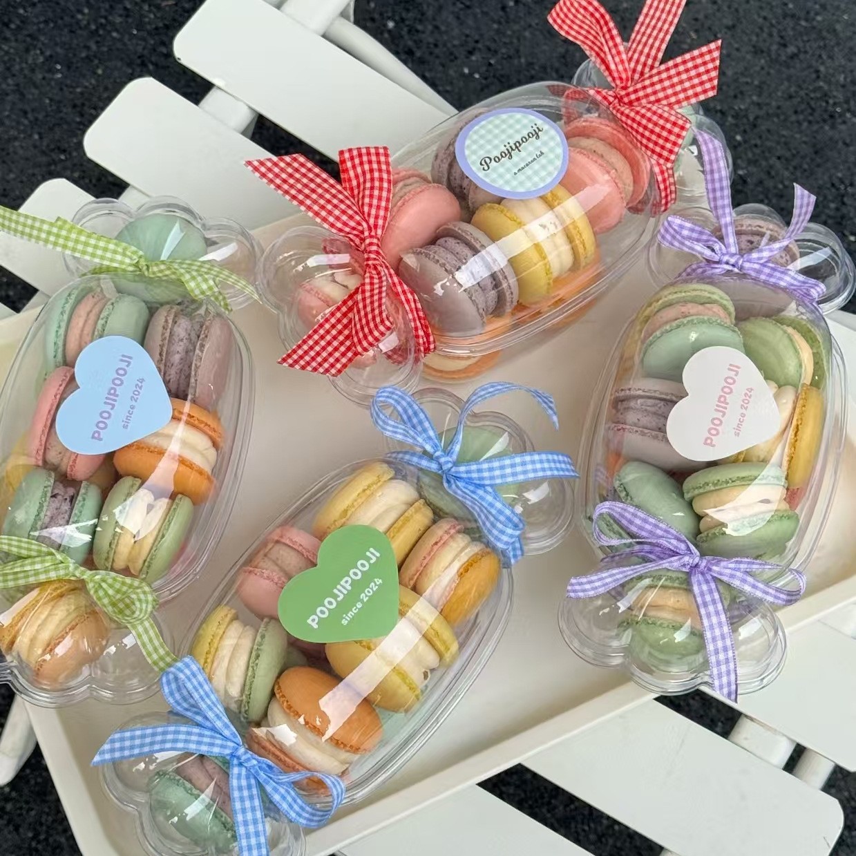 Caja de plástico transparente de color macarón creativa pequeña caja de embalaje de galletas dulces de horneado caja de regalo Qixiao caja de embalaje