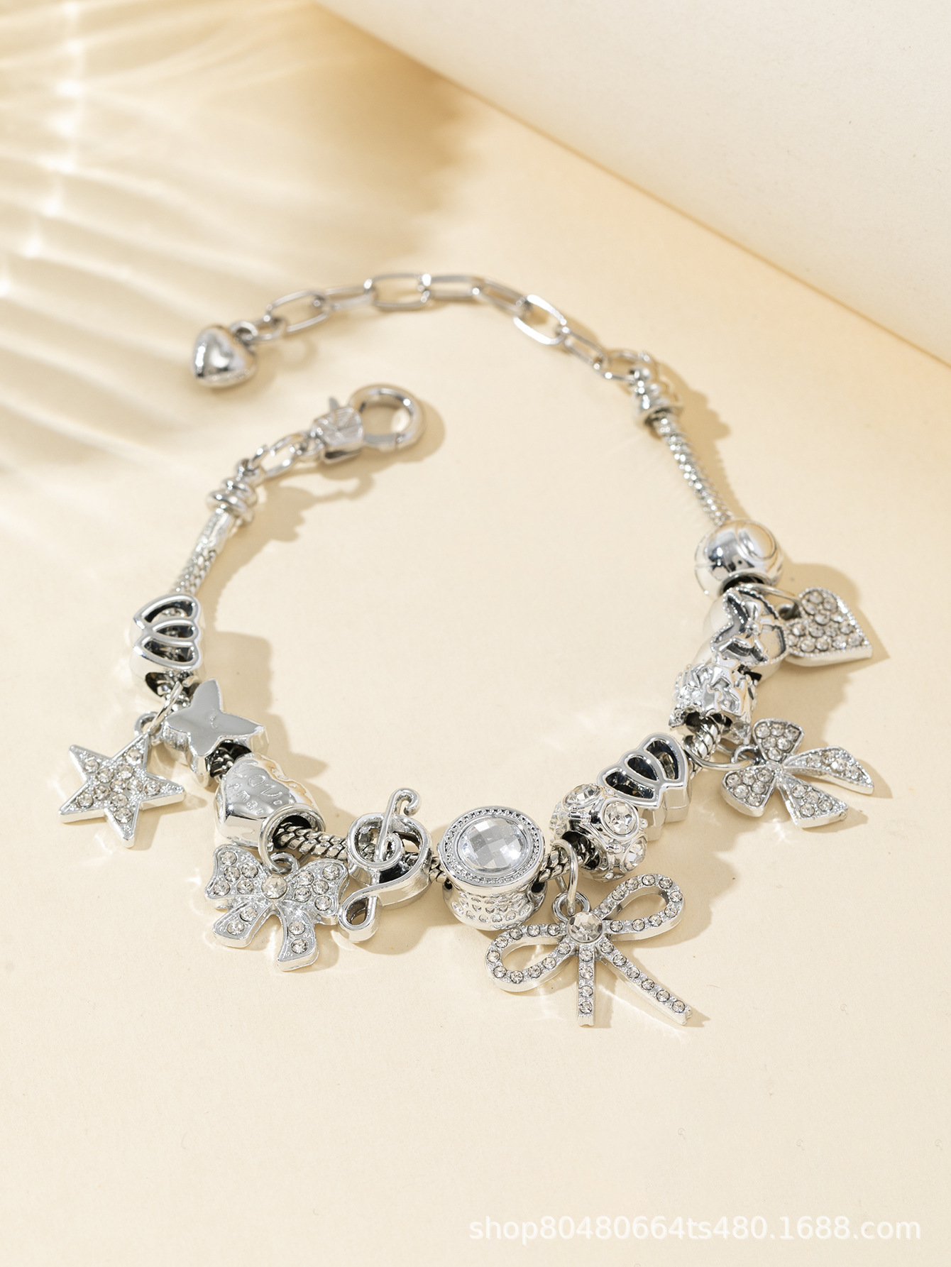 Brazalete Panjia, brazalete de cuentas DIY, arco de diamante de diamante, joyas de moda rápidas