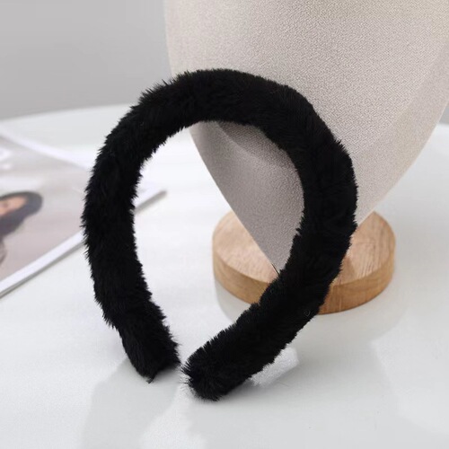 Korean Sweet Imitation Rabbit Plush Headband Narrow Autumn and Winter Simple Furry Headband Women's Solid Color Hair Clip Hair Accessories Wholesale
