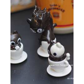 正版BUSHIROAD猫咪咖啡杯公仔黑猫手办办公桌面解压装饰摆件礼物