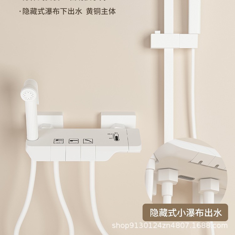 Ducha blanca de viento crema simple conjunto de ducha de ducha de ducha de baño doméstico tipo separado sin pulverización superior boquilla de boquilla de presurización de baño