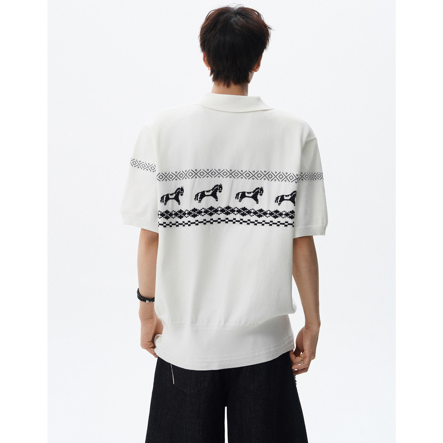 Polo camiseta camiseta de punto camiseta de manga corta camiseta de hombre con solapa isla de fer pony viejo dinero viento hielo seda fábrica transfronteriza al por mayor image 4