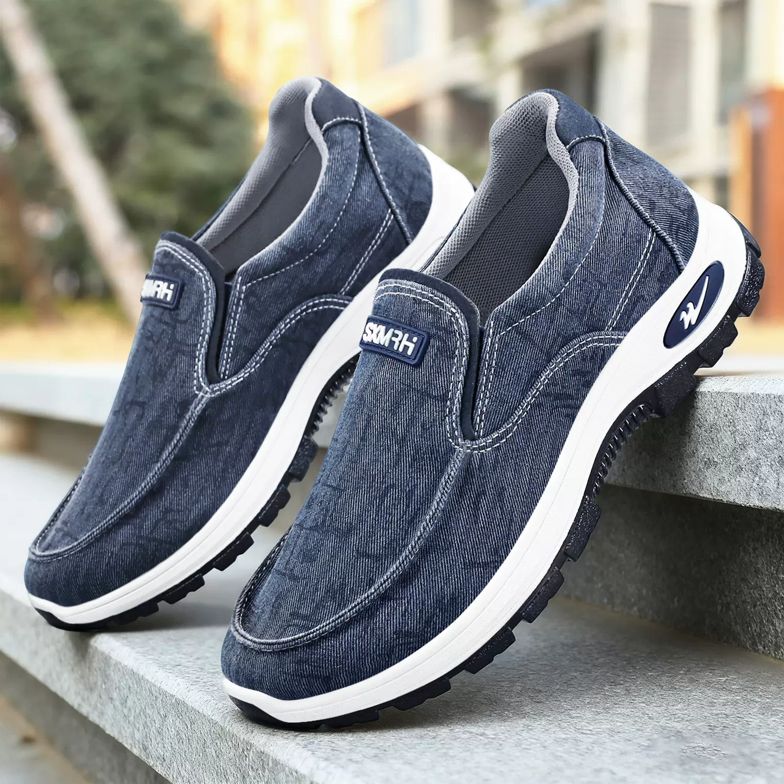 运动鞋男2025秋季新款网面透气男士鞋子跨境代发休闲一脚蹬健步鞋