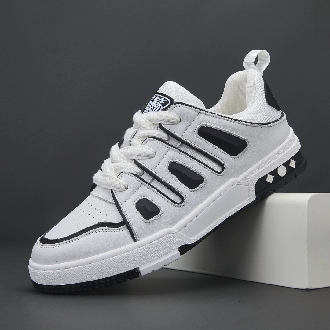 Мужские кроссовки для весны и осени, из натуральной кожи, универсальные, на мягкой подошве, нескользящие, белые, спортивно-повседневные, дышащие и удобные.