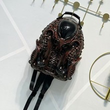 定制男士跨境个性眼镜蛇造型双肩包机甲朋克背包backpack铆钉背包