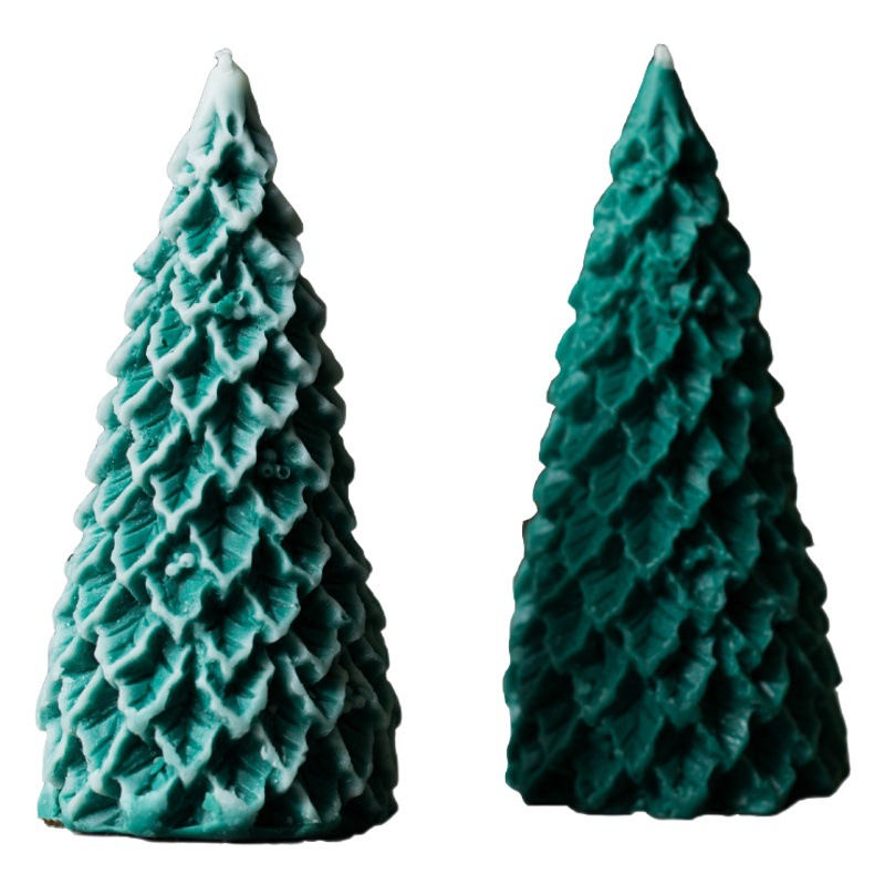 Vela aromática navideña hecha a mano, adorno verde para decoración del hogar, regalo de Año Nuevo, cera de palma, copo de nieve