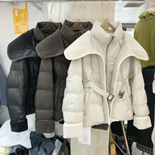 白色棉服外套女2025法式设计感大翻领收腰显瘦气质小个子外套7606