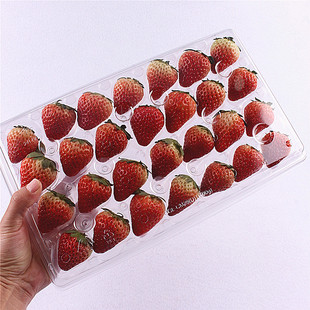 500g Strawberry Box Disposable Fruit Box with Lid Inner Pressure-proof 12 Grain 15 Grain Plus Column Hole New