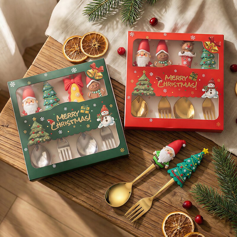 Q New Colorful Christmas Spoon Cartoon Cute Christmas Spoon and Fork Doll Coffee Spoon Dessert Fork Gift Set Q New Colorful Christmas Spoon Cartoon Cute Christmas Spoon and Fork Doll Coffee Spoon Dessert Fork Gift Set