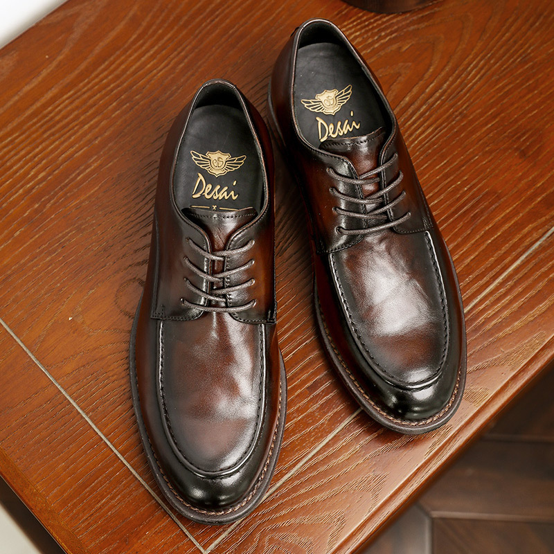 Desai 2025 Autumn and Winter New Business Casual Leather Shoes, First-Layer Cowhide Men's Shoes, Breathable Soft Surface Comfortable Derby Shoes