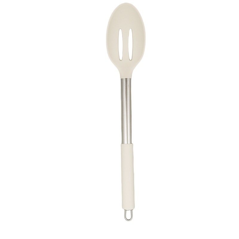亚马逊米白色不锈钢柄硅胶厨具不粘锅烹饪铲子锅铲组合套装高颜值|undefined