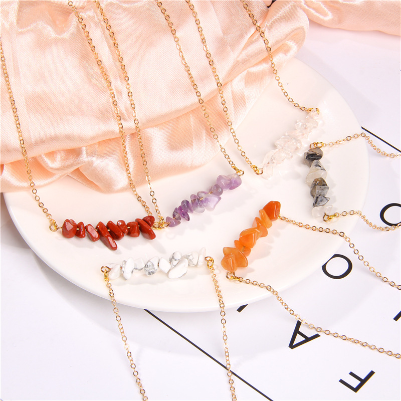 8g Weight Necklace Classification cable chain Chain Type Vacation Irregular Alloy Natural Stone Necklace 1 Piece