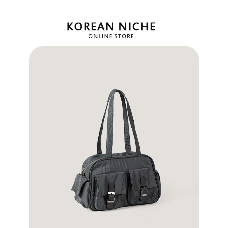 2024 New Japanese and Korean Harajuku Style Shoulder for College Students Fashion Nylon Multi Pocket Large Capacity Tote_voghion.com