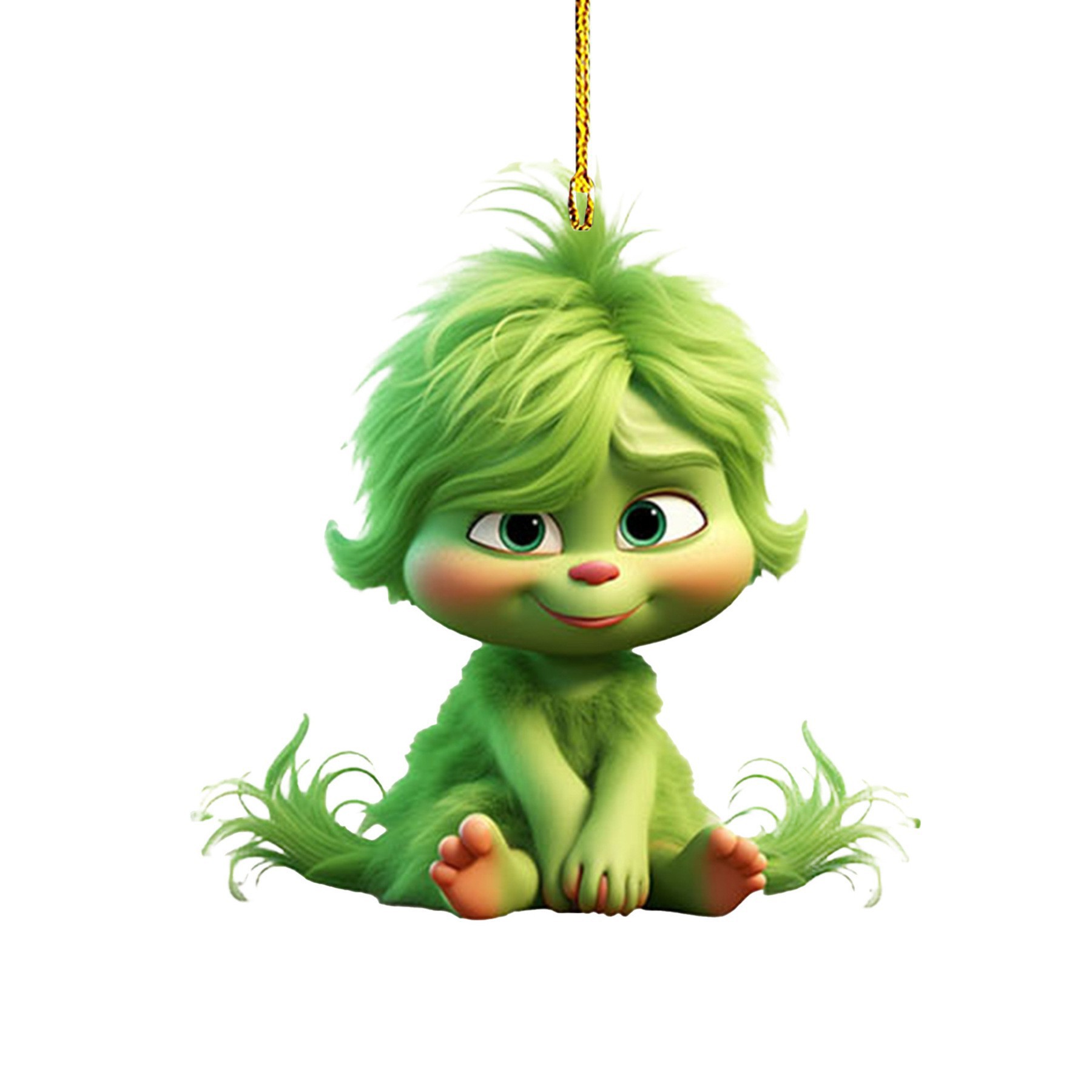 Nuevo producto transfronterizo: Colgante de coche de dibujos animados de hombreito verde para niños, decoración para árbol de Navidad y hogar.