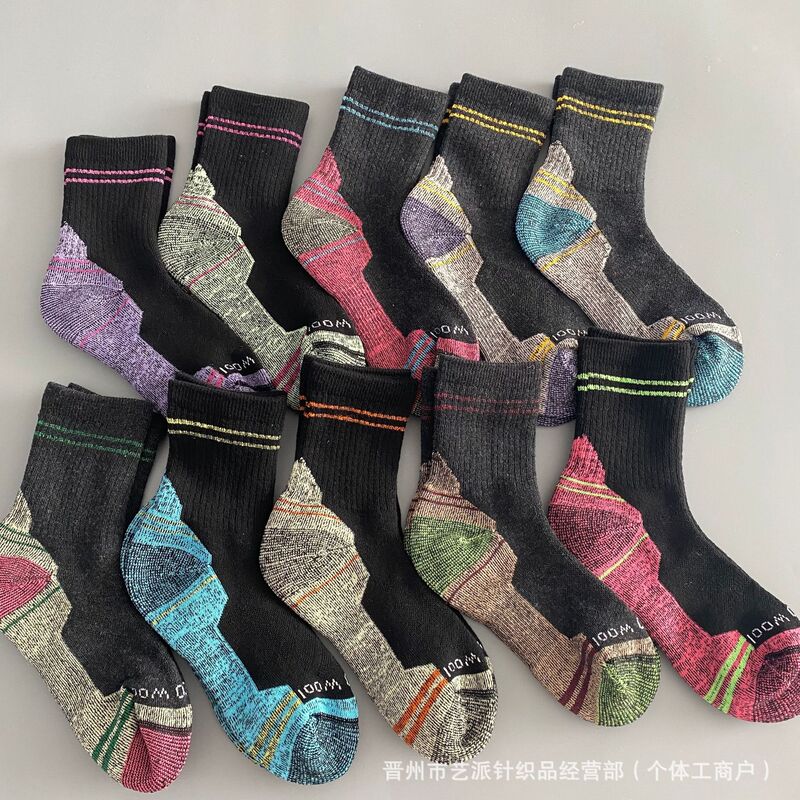 Winter 80% Merino Wool Socks, Thickeneded and Warm All Over, Men's and Women's Mountaineering and Skiing Outdoor Hiking Mid-Calf Socks