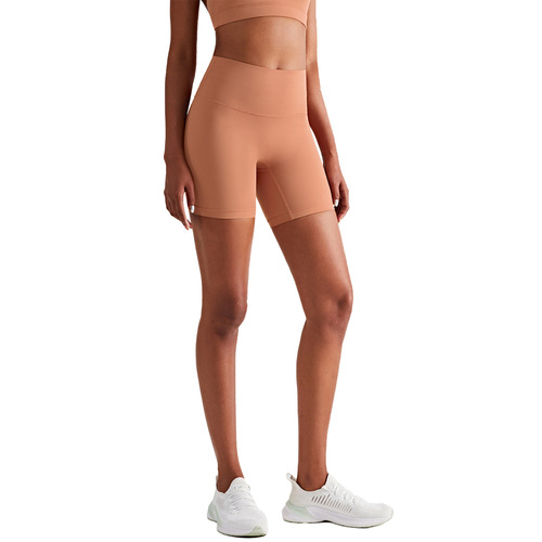 European and American summer new yoga shorts bottoming nude peach three-point pants outdoor running sports tights for women