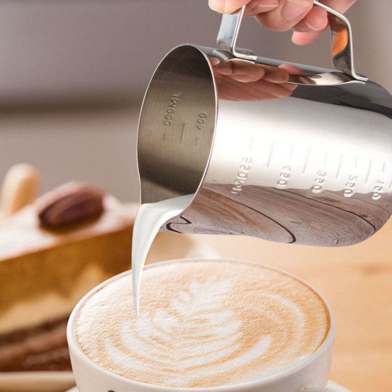 拉花杯加厚304食品级不锈钢尖嘴打奶杯带刻度咖啡奶泡杯拉花缸