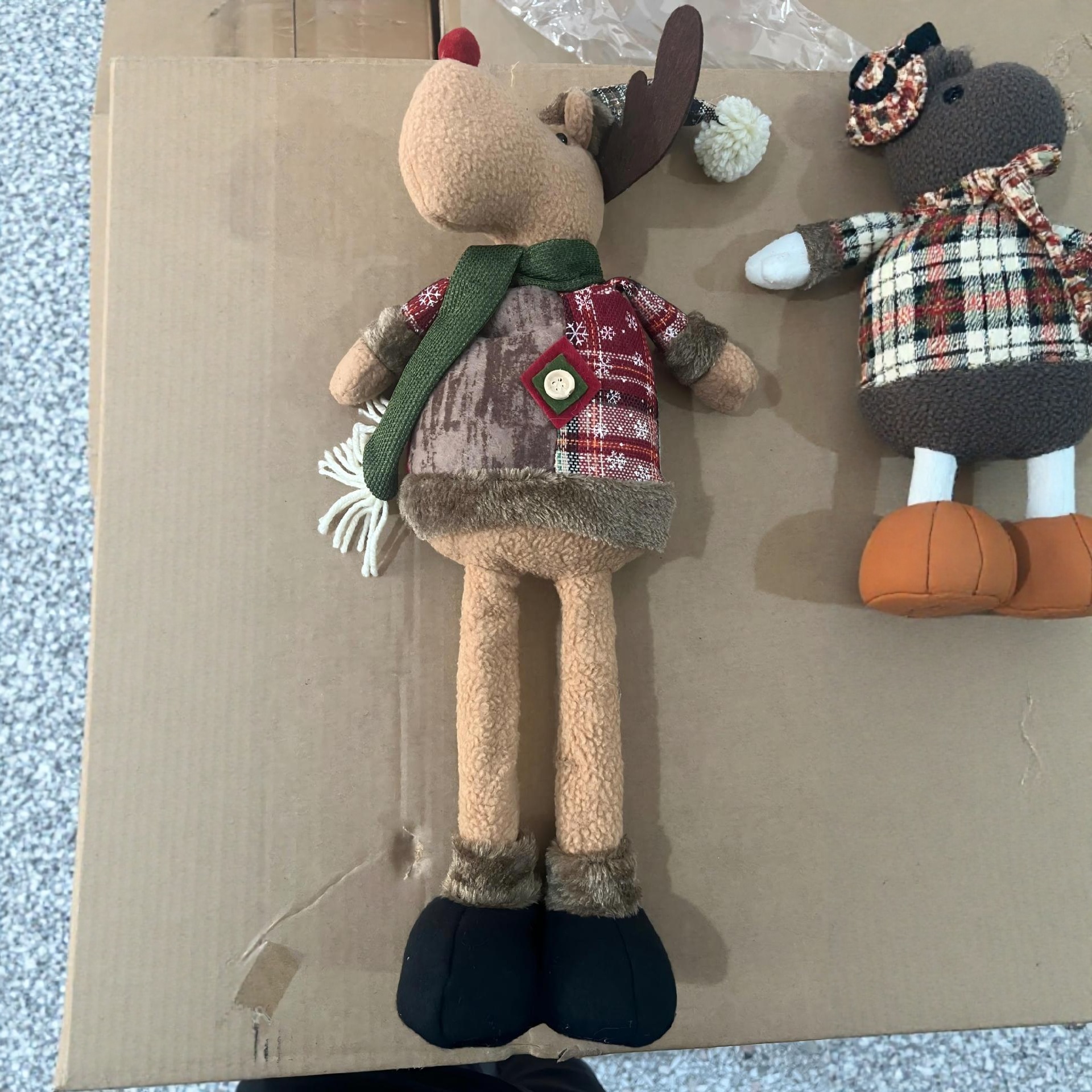 圣诞节伸缩公仔摆件橱窗布置装饰品伸缩老人雪人麋鹿布艺玩偶礼物