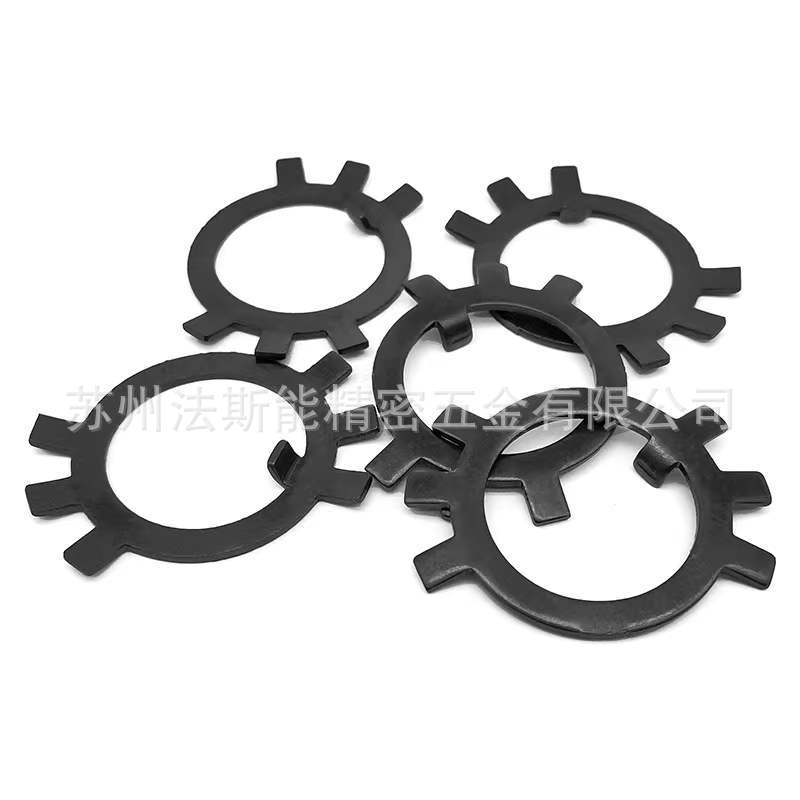 圆螺母用止动垫圈锁片六爪防松垫片GB858王八平垫六爪黑色法斯能