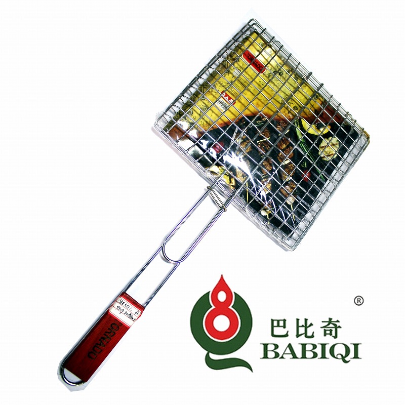Babbidge 越境貿易バーベキュー用品木製ハンドルフラワーネットバーベキュークリップ焼き魚クリップバーベキューネットクリップグリルクリップグリルネット|undefined