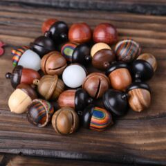 Ebony Acorn, Screw-Open Red Flower Pear & Hazelnut DIY Accessories: Pinecone Pendant Keychains, Car Charms, and Wishing Bottles