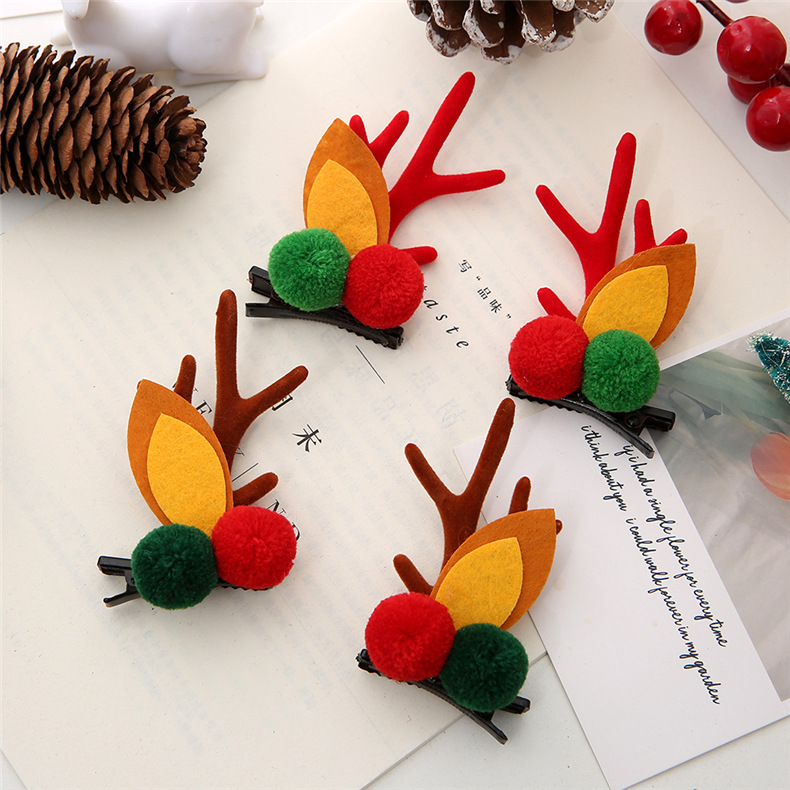 Cute Antlers Plastic Cloth Flannel Hair Clip 1 Pair display picture 1