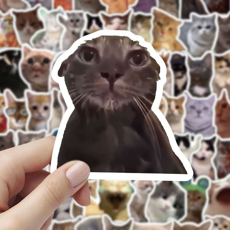 猫ミームステッカー300枚、かわいくて面白いゴーストキャットインスタイル絵文字、画像素材、手元帳ステッカー|undefined