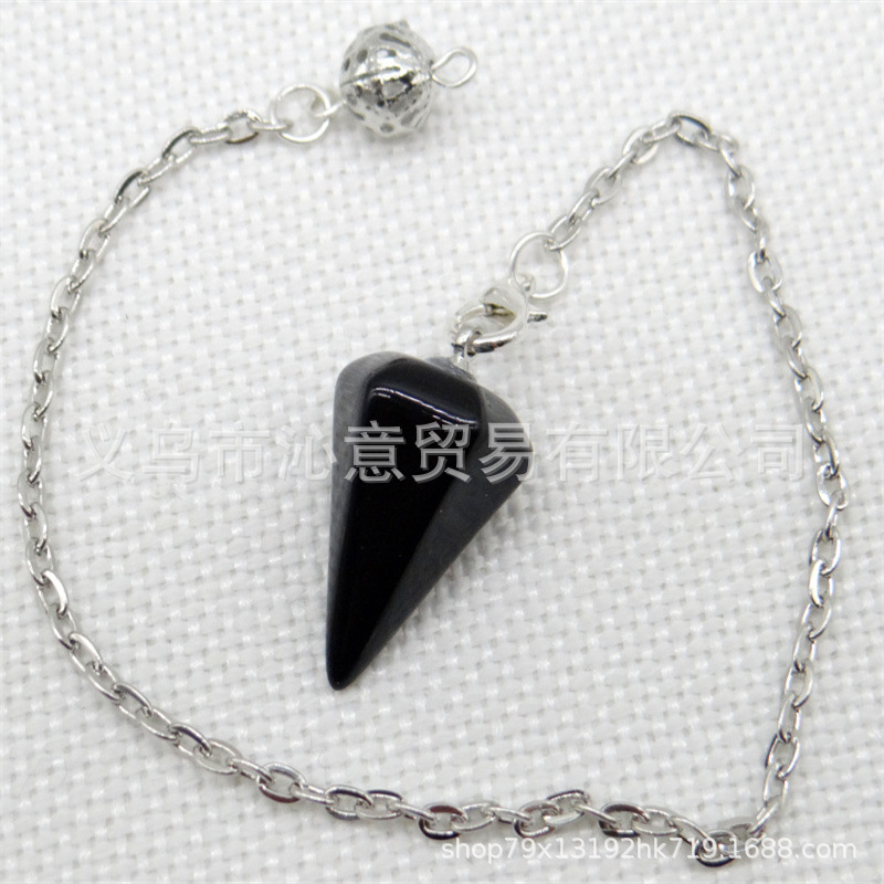 Venta caliente ágata natural cristal piedra preciosa cono hexágono cono colgante DIY cristal colgante espíritu péndulo