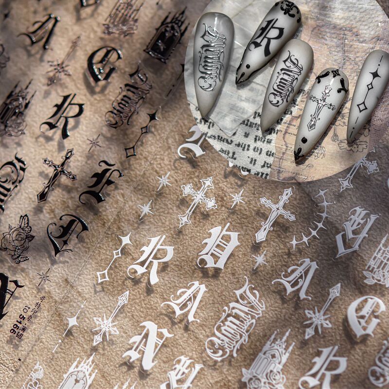 Thin and Tough Nail Art Stickers, Popular Foreign Trade European and American Ultra-Thin Nail Stickers, Dark Gothic Impression Material