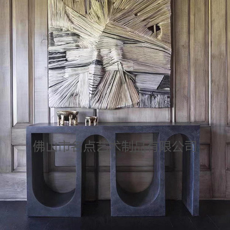 Manufacturer Wholesale Nordic Light Luxury Style Cement Console Modern Personality Creative Concrete Art Arched Console Table