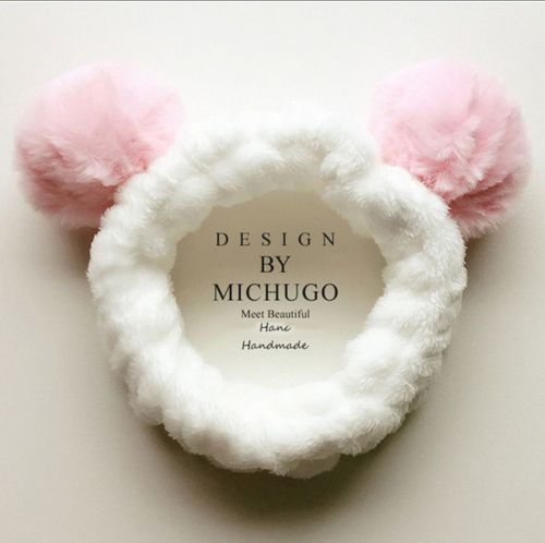 Simple hair tie headband face washing Korean cute fur ball internet celebrity panda hair set washing face mask anti-slip hair band 