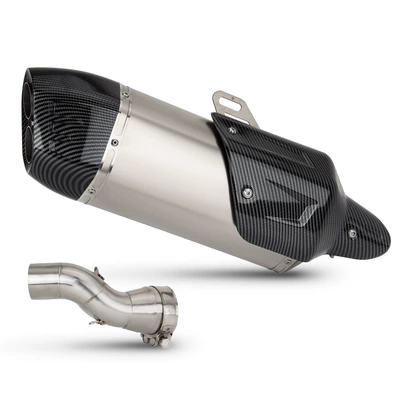 Suitable for Motorcycle Modification: R1200Gs Mid-Section, R1200/1250Gs/Adv Waterbird Exhaust Pipe Mid-Tail Section (Motorcycle exhaust pipe) - mid-section-titanium-color-imitation-carbon-head