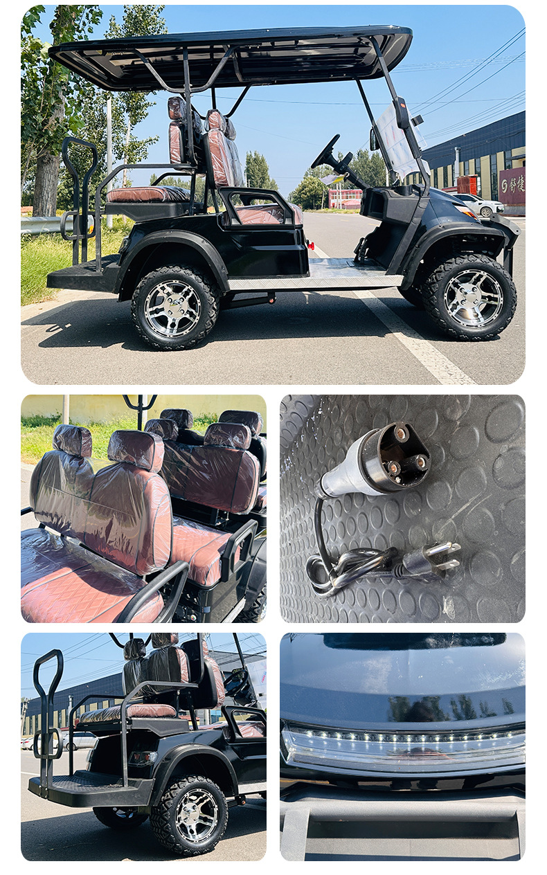 Electric Golf Cart Tourist Attraction Four-Wheel Sightseeing Car Factory Direct Sales Foreign Trade Export 4 Seats Cross-Border