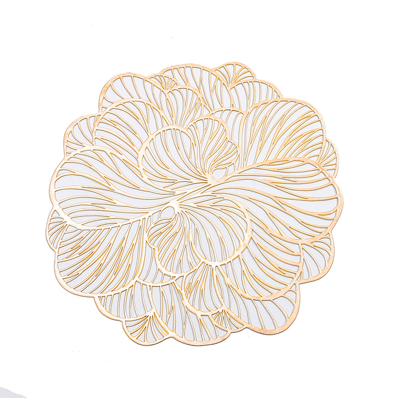 Almohadilla de bronceado de PVC en forma de flor de simulación de lujo ligero posavasos de bronceado antideslizante estuche de flores decoración creativa mantel de hotel en el hogar