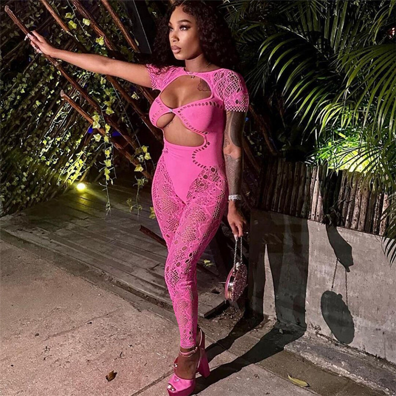 Feng – combinaison Sexy pour femmes, nouvelle collection automne 2024, ajourée, tricotée, fleur, crochet, taille haute, serrée_voghion.com