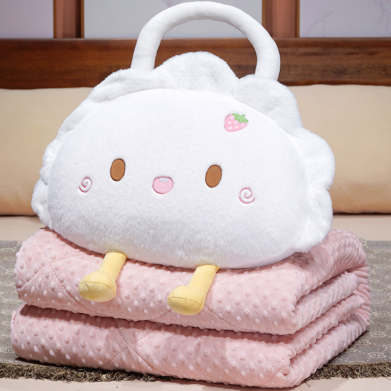 Cojín manta dos en uno Set de 2 de peluche relleno de algodón PP para oficina y auto