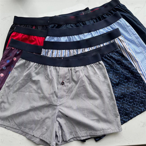 7552缘单男士家居莼棉阿罗裤 宽边字母松紧腰平角短裤  四角内裤