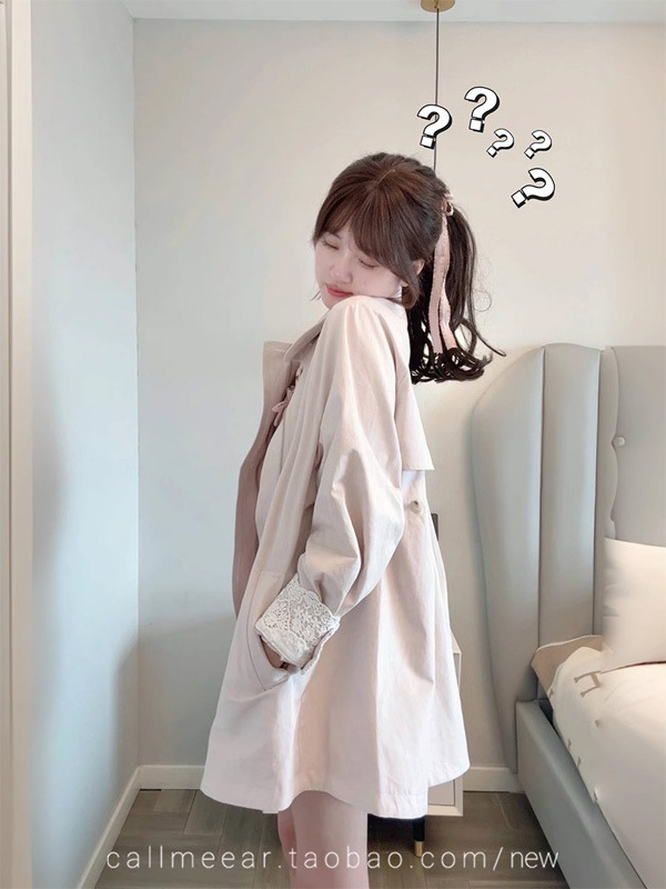 CallmeEar//【秋日慕斯】袖口蕾丝拼接设计风衣外套女秋宽松上衣|undefined