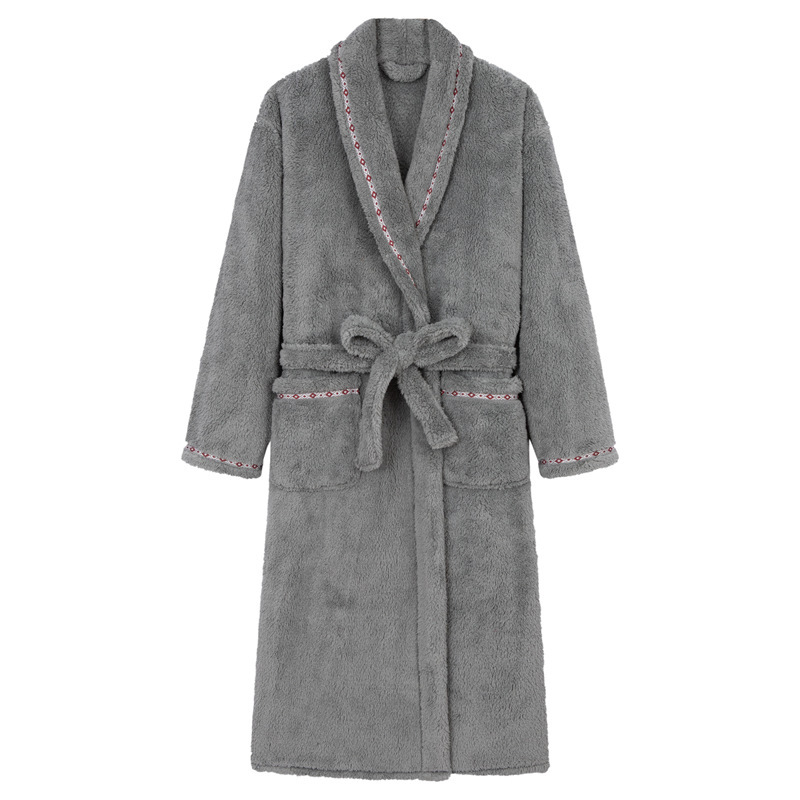 Large Size Long Nightgown Coral Velvet Couple Autumn and Winter Bathrobe Men's Bathrobe Flannel Pajamas Thickened Couple Style